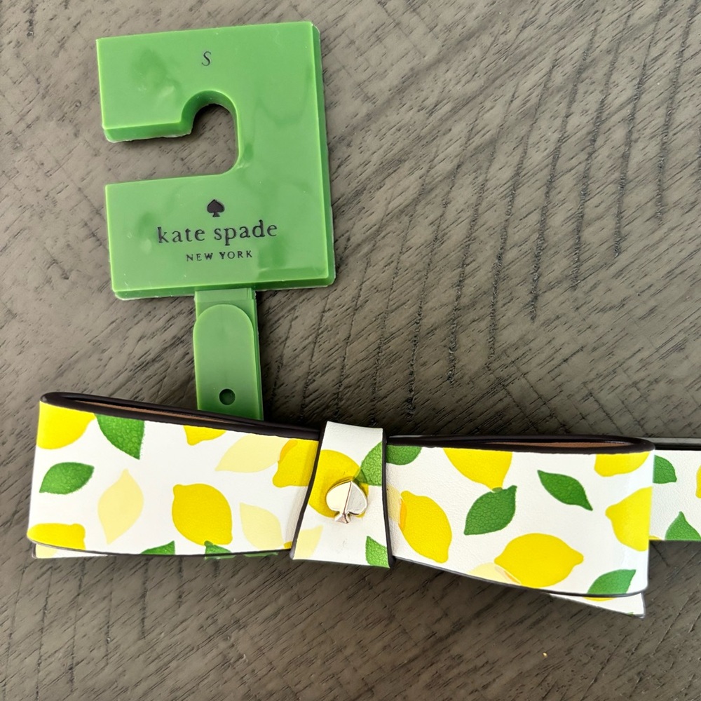 KATE SPADE NY Genuine Leather Lemon and Leaf Design Bow Belt--NWT--S - Picture 3 of 7